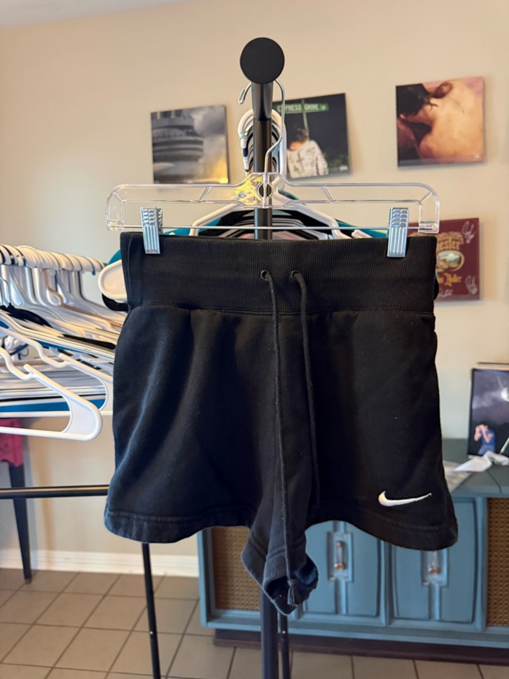 Nike Black Women's Athletic Drawstring Shorts with Swoosh